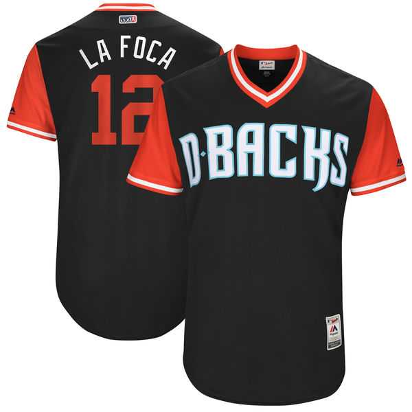 Men's Arizona Diamondbacks #12 Rubby De La Rosa La Foca Majestic Black 2017 Little League World Series Players Weekend Jersey