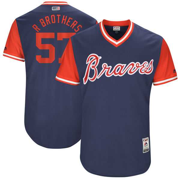 Men's Atlanta Braves #57 Rex Brothers R Brothers Majestic Navy 2017 Little League World Series Players Weekend Jersey