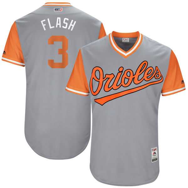 Men's Baltimore Orioles #3 Ryan Flaherty Flash Majestic Gray 2017 Little League World Series Players Weekend Jersey
