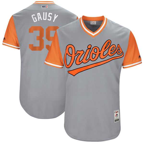 Men's Baltimore Orioles #35 Kevin Gausman Gausy Majestic Gray 2017 Little League World Series Players Weekend Jersey