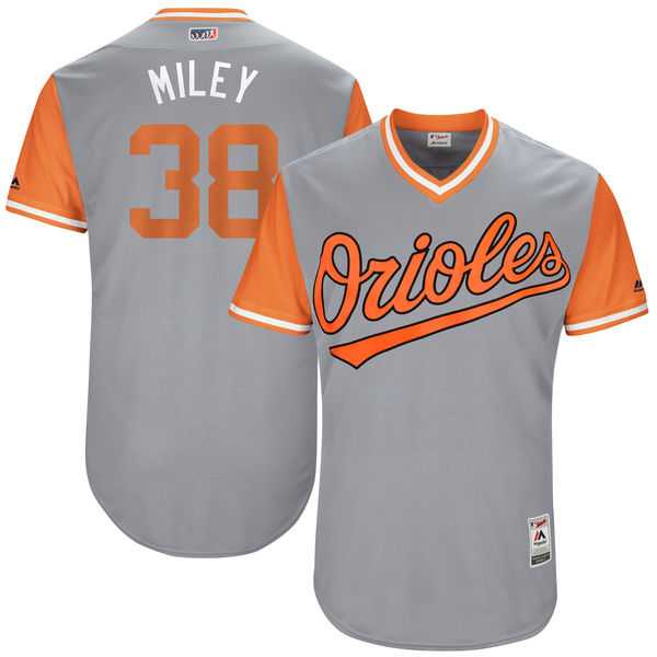 Men's Baltimore Orioles #38 Wade Miley Miley Majestic Gray 2017 Little League World Series Players Weekend Jersey