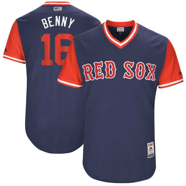 Men's Boston Red Sox #16 Andrew Benintendi Benny Majestic Navy 2017 Little League World Series Players Weekend Jersey