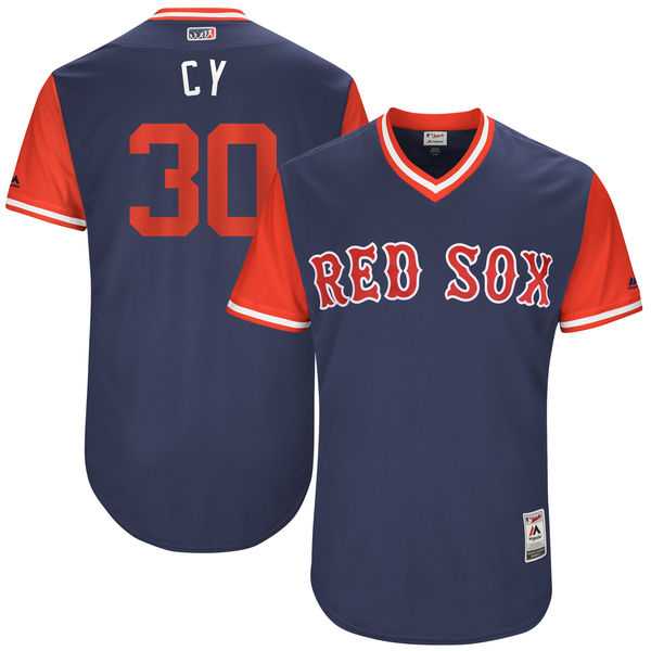 Men's Boston Red Sox #30 Chris Young CY Majestic Navy 2017 Little League World Series Players Weekend Jersey