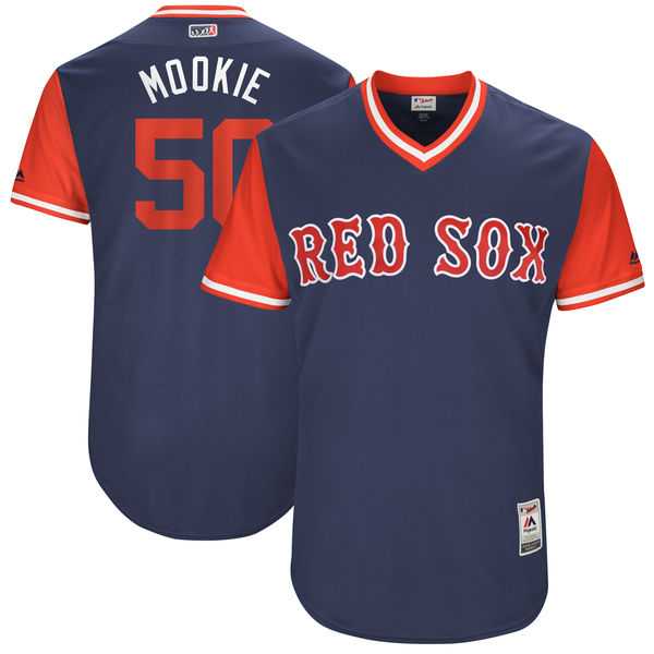 Men's Boston Red Sox #50 Mookie Betts Mookie Majestic Navy 2017 Little League World Series Players Weekend Jersey