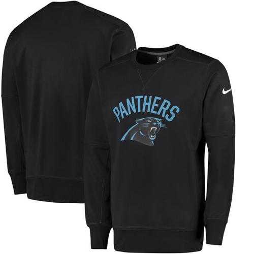 Men's Carolina Panthers Nike Black Sideline Circuit Performance Sweatshirt