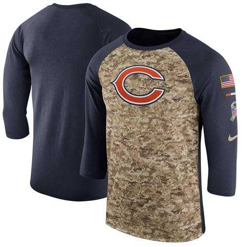 Men's Chicago Bears Nike Camo Navy Salute to Service Sideline Legend Performance Three-Quarter Sleeve T-Shirt