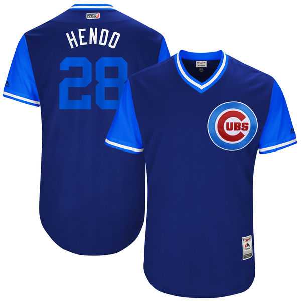 Men's Chicago Cubs #28 Kyle Hendricks Hendo Majestic Royal 2017 Little League World Series Players Weekend Jersey