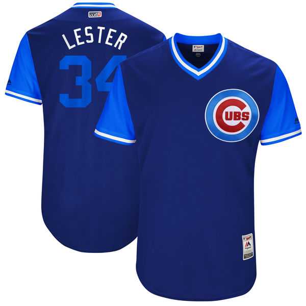 Men's Chicago Cubs #34 Jon Lester Lester Majestic Royal 2017 Little League World Series Players Weekend Jersey