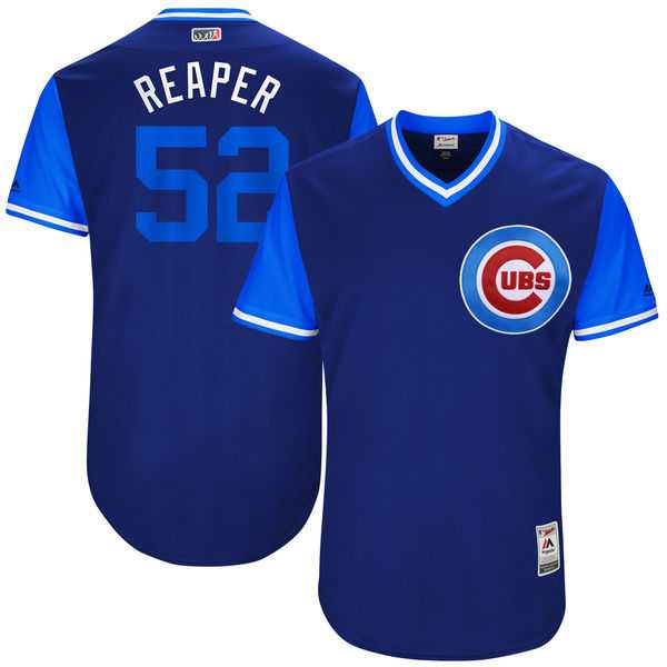 Men's Chicago Cubs #52 Justin Grimm Reaper Majestic Royal 2017 Little League World Series Players Weekend Jersey
