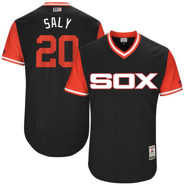 Men's Chicago White Sox #20 Tyler Saladino Saly Majestic Black 2017 Little League World Series Players Weekend Jersey