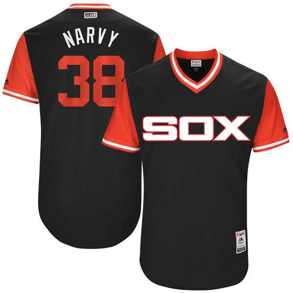 Men's Chicago White Sox #38 Omar Narvaez Narvy Majestic Black 2017 Little League World Series Players Weekend Jersey