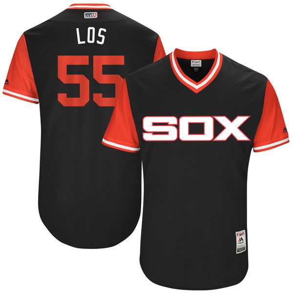 Men's Chicago White Sox #55 Carlos Rodon Los Majestic Black 2017 Little League World Series Players Weekend Jersey