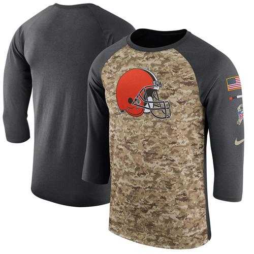 Men's Cleveland Browns Nike Camo Anthracite Salute to Service Sideline Legend Performance Three-Quarter Sleeve T-Shirt