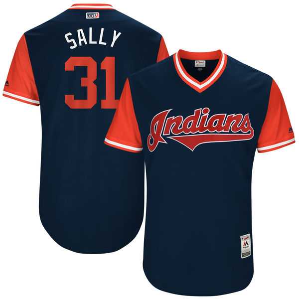 Men's Cleveland Indians #31 Danny Salazar Sally Majestic Navy 2017 Little League World Series Players Weekend Jersey