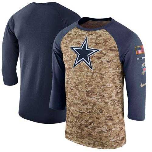 Men's Dallas Cowboys Nike Camo Navy Salute to Service Sideline Legend Performance Three-Quarter Sleeve T-Shirt
