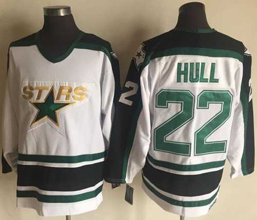 Men's Dallas Stars #22 Brett Hull White CCM Throwback Stitched NHL Jersey