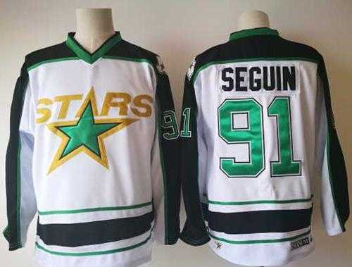 Men's Dallas Stars #91 Tyler Seguin White Road Authentic Stitched NHL Jersey