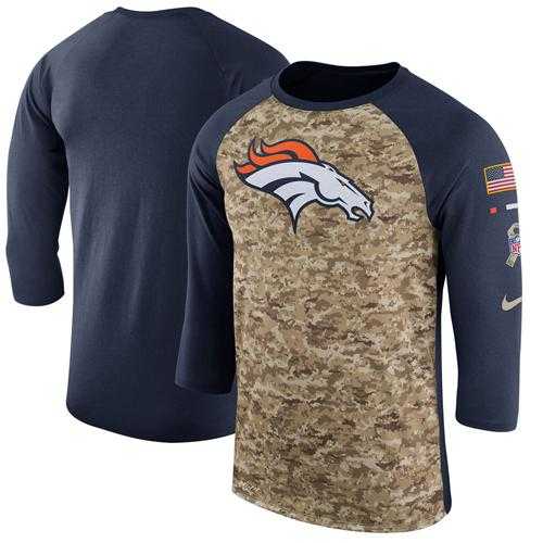 Men's Denver Broncos Nike Camo Navy Salute to Service Sideline Legend Performance Three-Quarter Sleeve T-Shirt