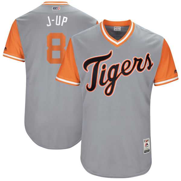 Men's Detroit Tigers #8 Justin Upton J-Up Majestic Gray 2017 Little League World Series Players Weekend Jersey