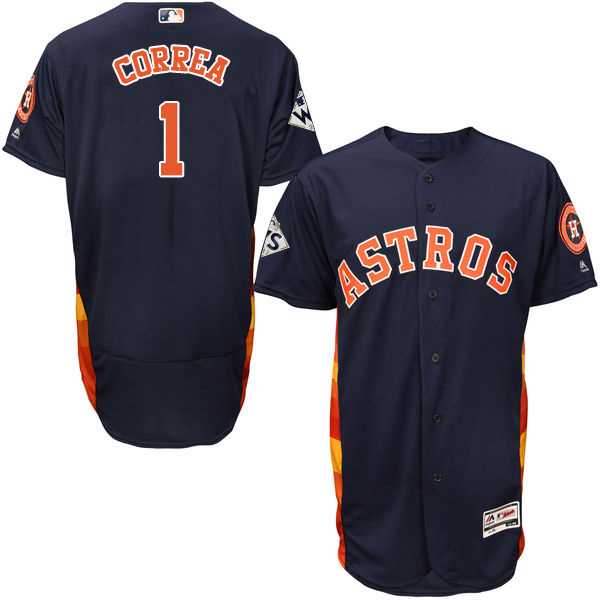 Men's Houston Astros #1 Carlos Correa Navy Blue Flexbase Authentic Collection 2017 World Series Bound Stitched MLB Jersey Men's Houston Astros #1 Carlos Correa Navy Blue Flexbase Authentic Collection 2017 World Series Bound Stitched MLB Jersey