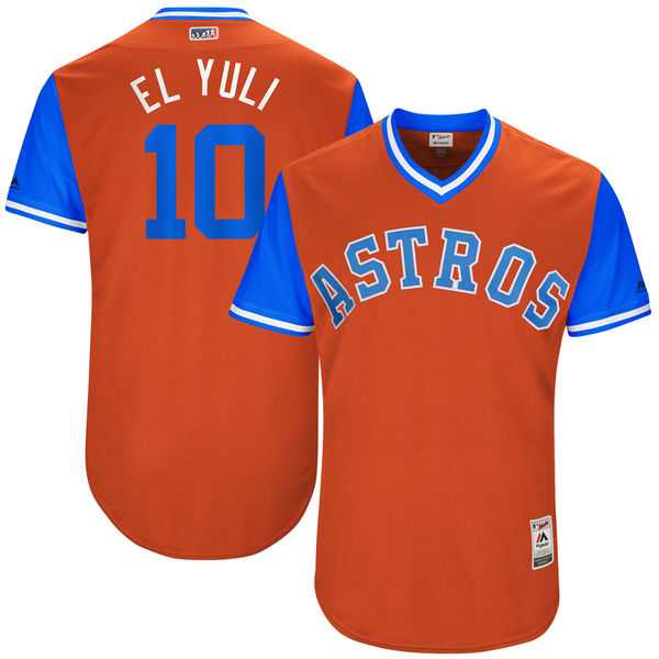 Men's Houston Astros #10 Yuli Gurriel El Yuli Majestic Orange 2017 Little League World Series Players Weekend Jersey