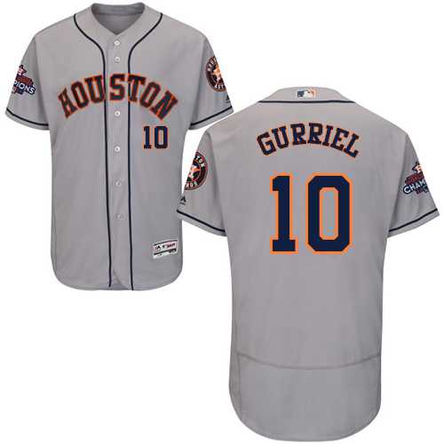 Men's Houston Astros #10 Yuli Gurriel Grey Flexbase Authentic Collection 2017 World Series Champions Stitched MLB Jersey Men's Houston Astros #10 Yuli Gurriel Grey Flexbase Authentic Collection 2017 World Series Champions Stitched MLB Jersey