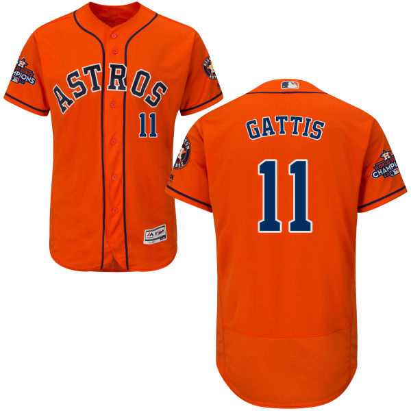 Men's Houston Astros #11 Evan Gattis Orange Flexbase Authentic Collection 2017 World Series Champions Stitched MLB Jersey