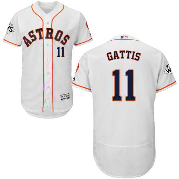Men's Houston Astros #11 Evan Gattis White Flexbase Authentic Collection 2017 World Series Bound Stitched MLB Jersey Men's Houston Astros #11 Evan Gattis White Flexbase Authentic Collection 2017 World Series Bound Stitched MLB Jersey