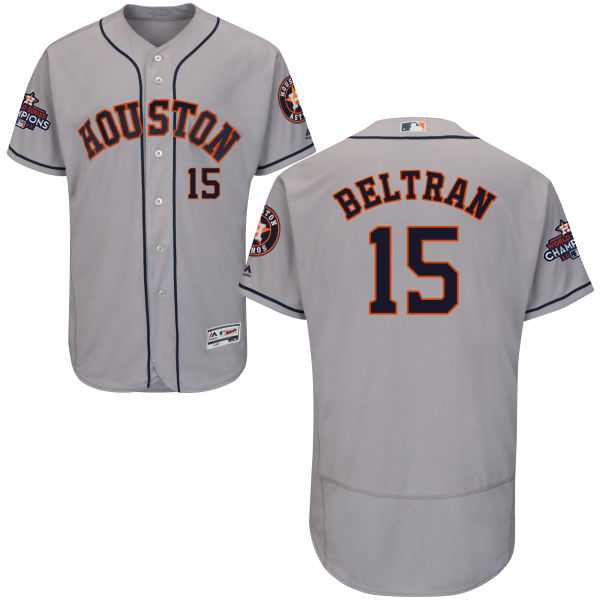Men's Houston Astros #15 Carlos Beltran Grey Flexbase Authentic Collection 2017 World Series Champions Stitched MLB Jersey