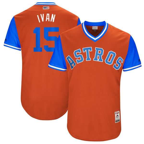 Men's Houston Astros #15 Carlos Beltran Ivan Majestic Orange 2017 Little League World Series Players Weekend Jersey