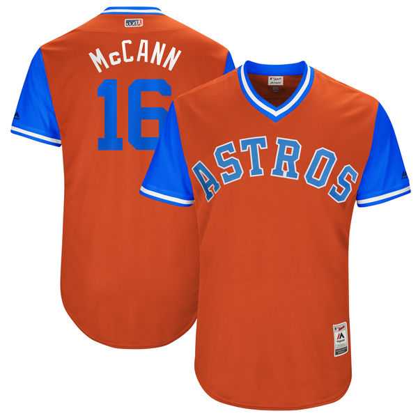 Men's Houston Astros #16 Brian McCann McCann Majestic Orange 2017 Little League World Series Players Weekend Jersey