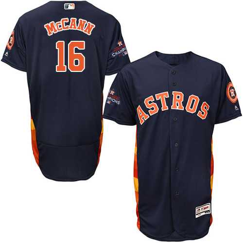 Men's Houston Astros #16 Brian McCann Navy Blue Flexbase Authentic Collection 2017 World Series Champions Stitched MLB Jersey