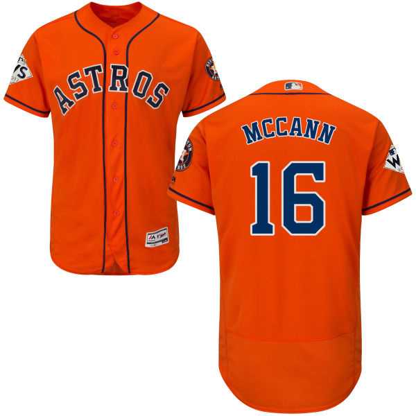 Men's Houston Astros #16 Brian McCann Orange Flexbase Authentic Collection 2017 World Series Bound Stitched MLB Jersey Men's Houston Astros #16 Brian McCann Orange Flexbase Authentic Collection 2017 World Series Bound Stitched MLB Jersey