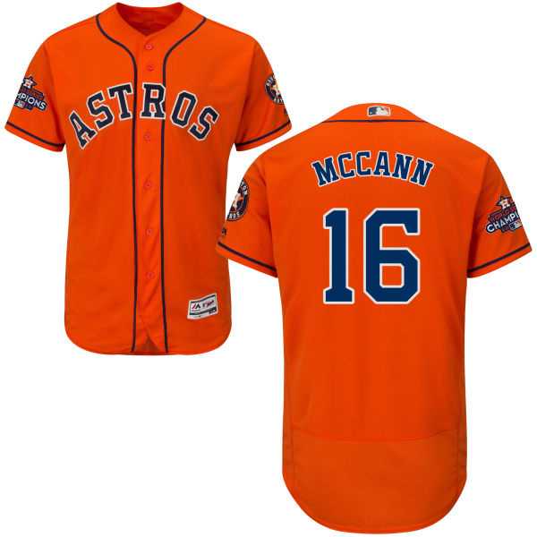 Men's Houston Astros #16 Brian McCann Orange Flexbase Authentic Collection 2017 World Series Champions Stitched MLB Jersey