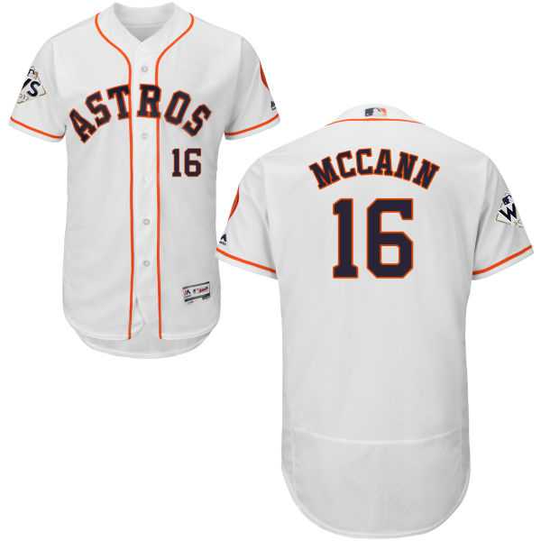 Men's Houston Astros #16 Brian McCann White Flexbase Authentic Collection 2017 World Series Bound Stitched MLB Jersey