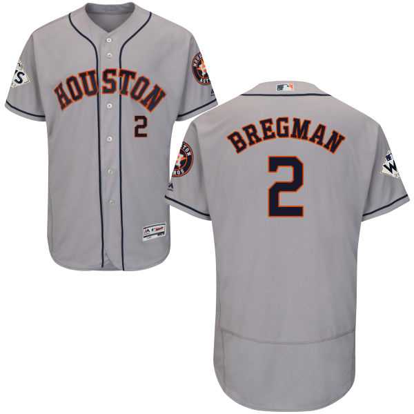 Men's Houston Astros #2 Alex Bregman Grey Flexbase Authentic Collection 2017 World Series Bound Stitched MLB Jersey