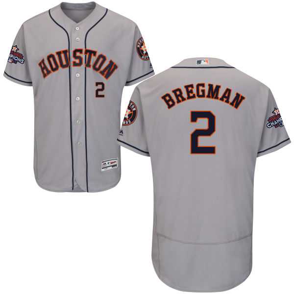 Men's Houston Astros #2 Alex Bregman Grey Flexbase Authentic Collection 2017 World Series Champions Stitched MLB Jersey