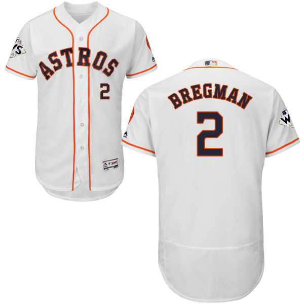 Men's Houston Astros #2 Alex Bregman White Flexbase Authentic Collection 2017 World Series Bound Stitched MLB Jersey