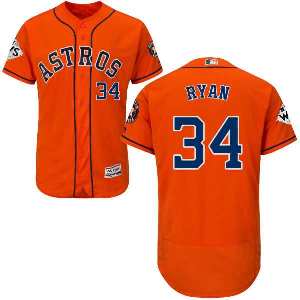 Men's Houston Astros #34 Nolan Ryan Orange Flexbase Authentic Collection 2017 World Series Bound Stitched MLB Jersey Men's Houston Astros #34 Nolan Ryan Orange Flexbase Authentic Collection 2017 World Series Bound Stitched MLB Jersey