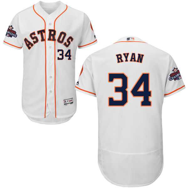 Men's Houston Astros #34 Nolan Ryan White Flexbase Authentic Collection 2017 World Series Champions Stitched MLB Jersey