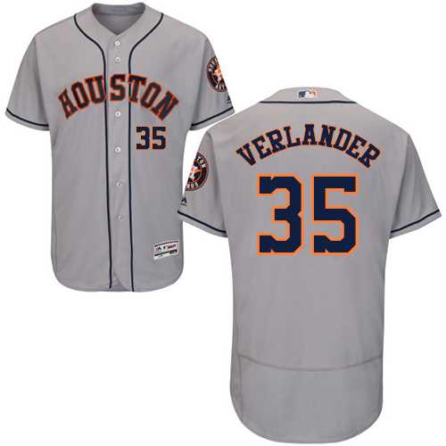 Men's Houston Astros #35 Justin Verlander Grey Flexbase Authentic Collection Stitched MLB Jersey Men's Houston Astros #35 Justin Verlander Grey Flexbase Authentic Collection Stitched MLB Jersey