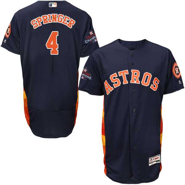 Men's Houston Astros #4 George Springer Navy Blue Flexbase Authentic Collection 2017 World Series Champions Stitched MLB Jersey