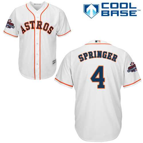 Men's Houston Astros #4 George Springer White New Cool Base 2017 World Series Champions Stitched MLB Jersey