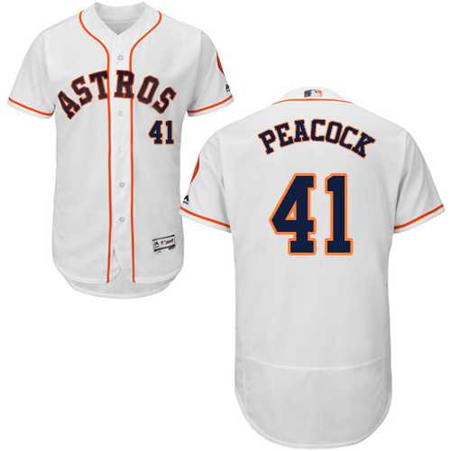 Men's Houston Astros #41 Brad Peacock White Flexbase Authentic Collection Stitched MLB Jersey