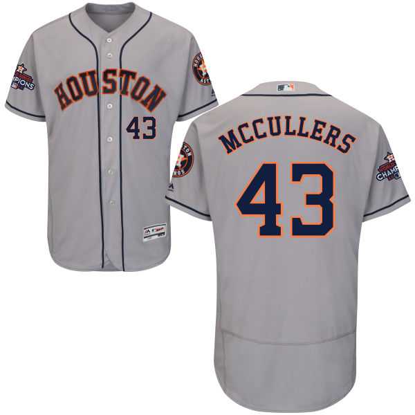 Men's Houston Astros #43 Lance McCullers Grey Flexbase Authentic Collection 2017 World Series Champions Stitched MLB Jersey