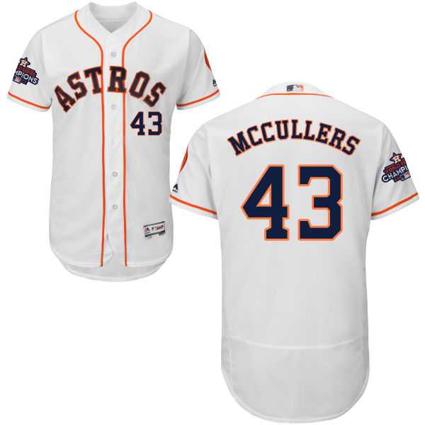 Men's Houston Astros #43 Lance McCullers White Flexbase Authentic Collection 2017 World Series Champions Stitched MLB Jersey