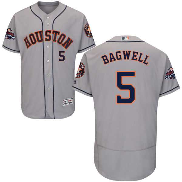 Men's Houston Astros #5 Jeff Bagwell Grey Flexbase Authentic Collection 2017 World Series Champions Stitched MLB Jersey Men's Houston Astros #5 Jeff Bagwell Grey Flexbase Authentic Collection 2017 World Series Champions Stitched MLB Jersey