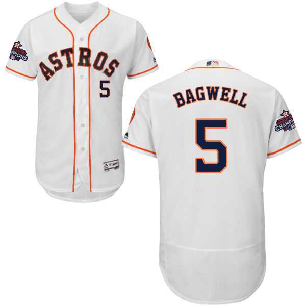 Men's Houston Astros #5 Jeff Bagwell White Flexbase Authentic Collection 2017 World Series Champions Stitched MLB Jersey
