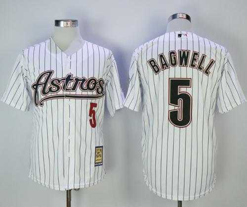 Men's Houston Astros #5 Jeff Bagwell White Strip 2000 Turn Back The Clock Stitched MLB Jersey
