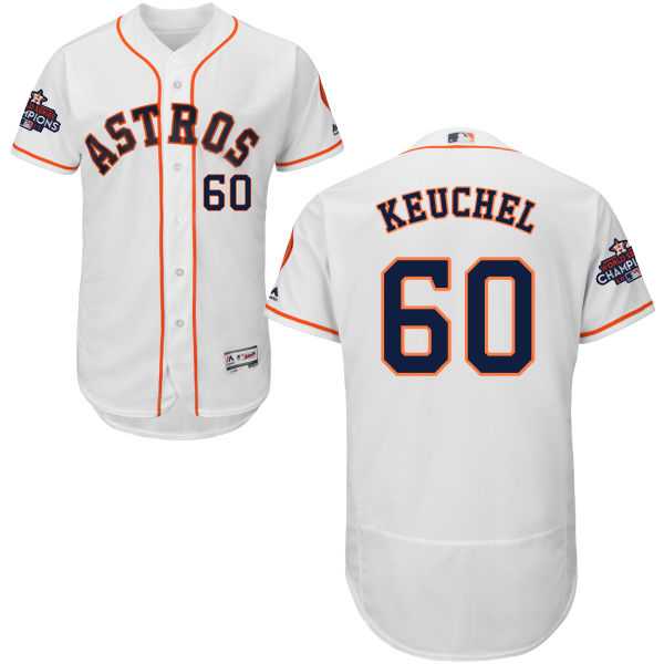 Men's Houston Astros #60 Dallas Keuchel White Flexbase Authentic Collection 2017 World Series Champions Stitched MLB Jersey